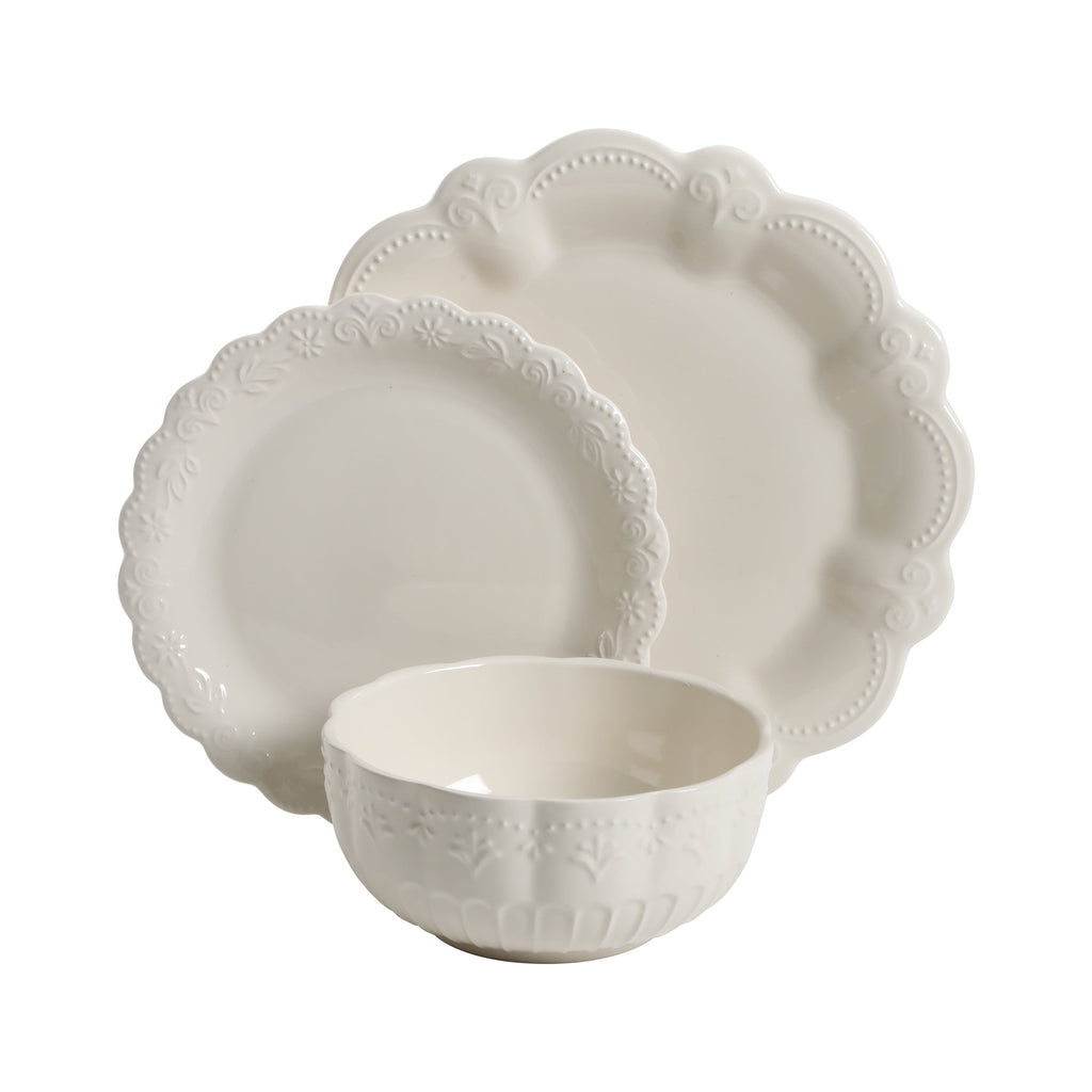 PioneerHome™ Toni 12-Piece Plates & Bowls Dinnerware Set, Linen - PioneerHome™