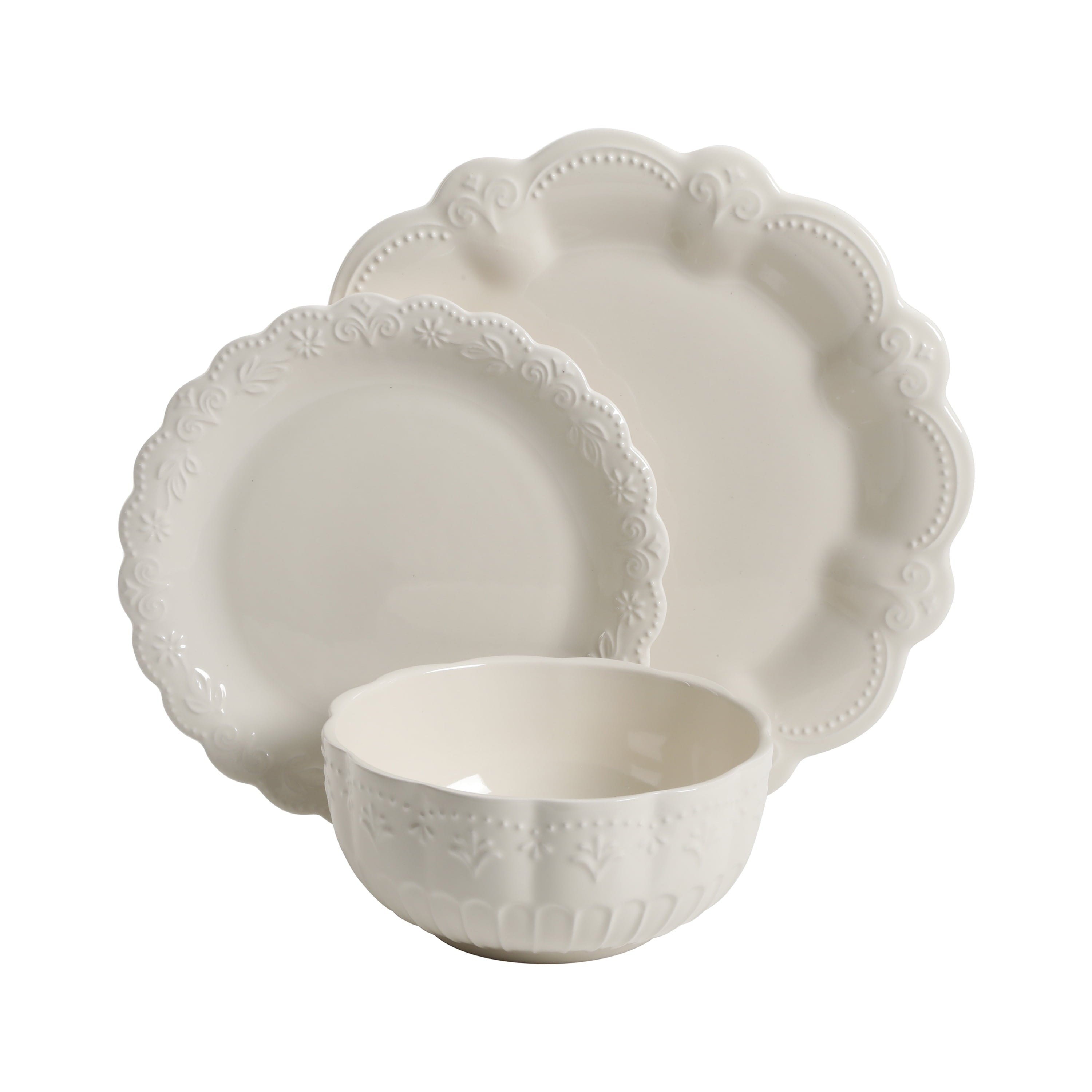 PioneerHome™ Toni 12-Piece Plates & Bowls Dinnerware Set, Linen - PioneerHome™