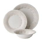 PioneerHome™ Vintage Lace 12-Piece Ceramic Dinnerware Set, Linen - PioneerHome™