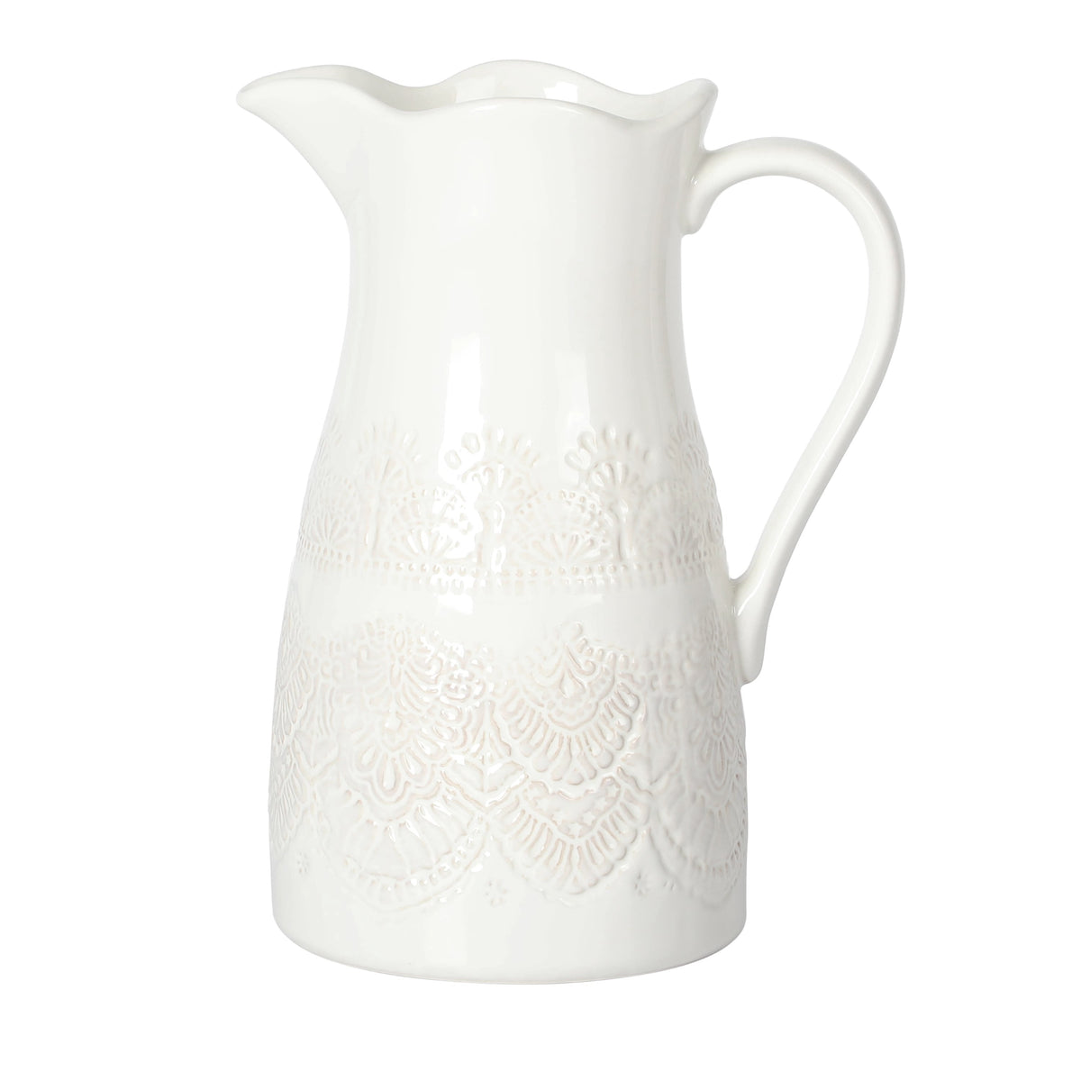 PioneerHome™ Vintage Lace Linen 9-inch Ceramic Pitcher - PioneerHome™