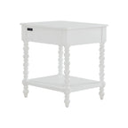 PioneerHome™ Harper Spindle Nightstand with USB Charging Ports, Adults and Teens, White Finish - PioneerHome™