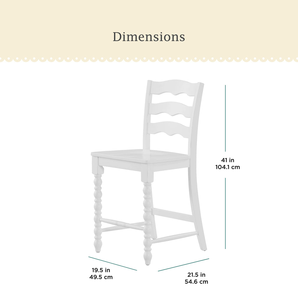PioneerHome™ Harper Counter-height Wood Stools, 2 Pack, White - PioneerHome™
