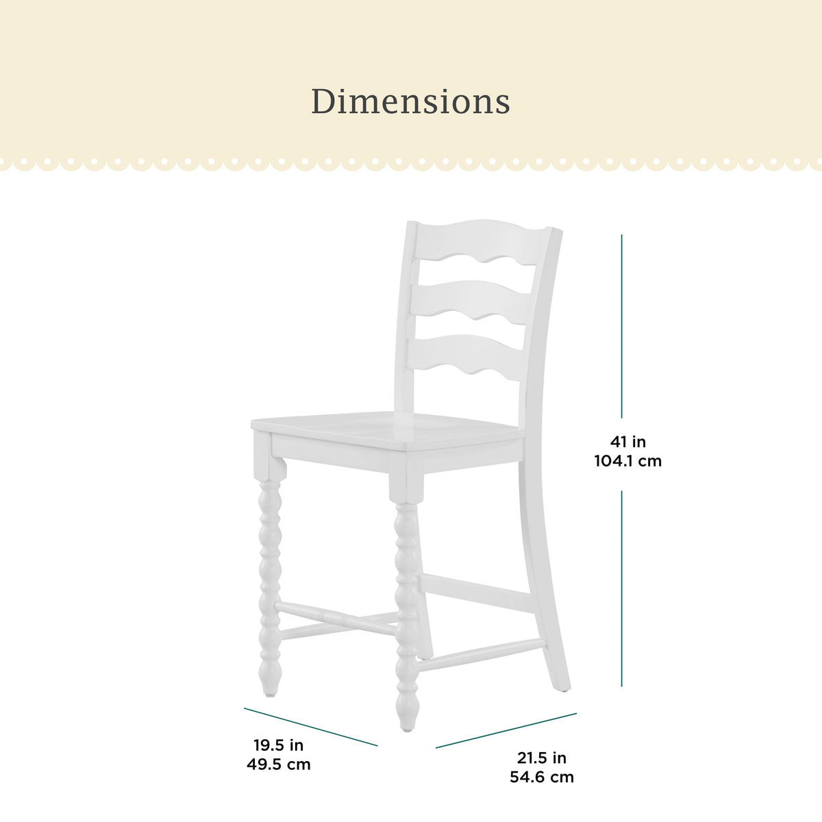 PioneerHome™ Harper Counter-height Wood Stools, 2 Pack, White - PioneerHome™