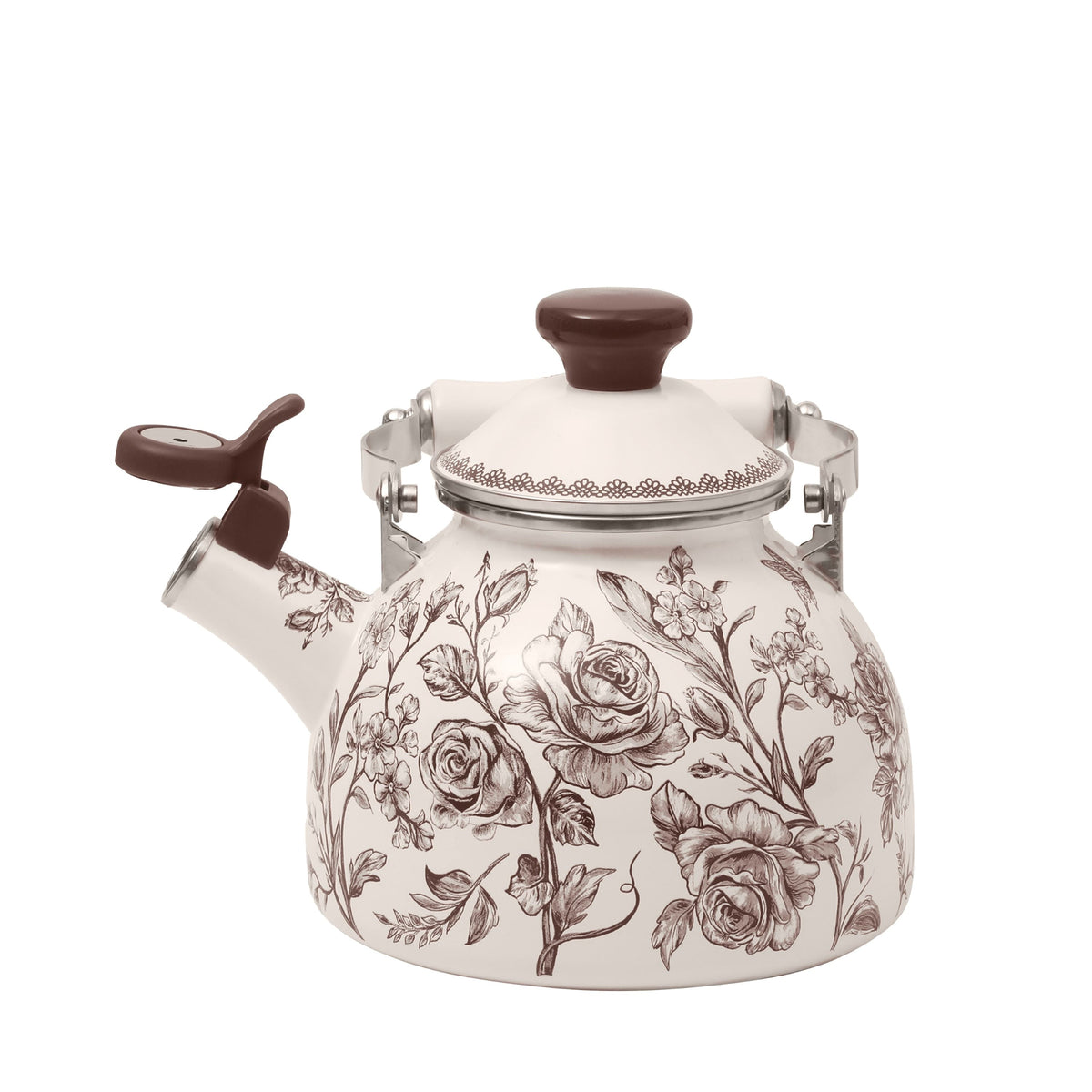 PioneerHome™ 2.0-Quart Enamel on Steel Agatha Tea Kettle, Brown - PioneerHome™