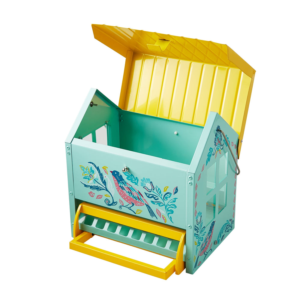 PioneerHome™ Bird Ogee Metal Squirrel Proof Hopper Bird Feeder 5.5QT , Teal Yellow - PioneerHome™