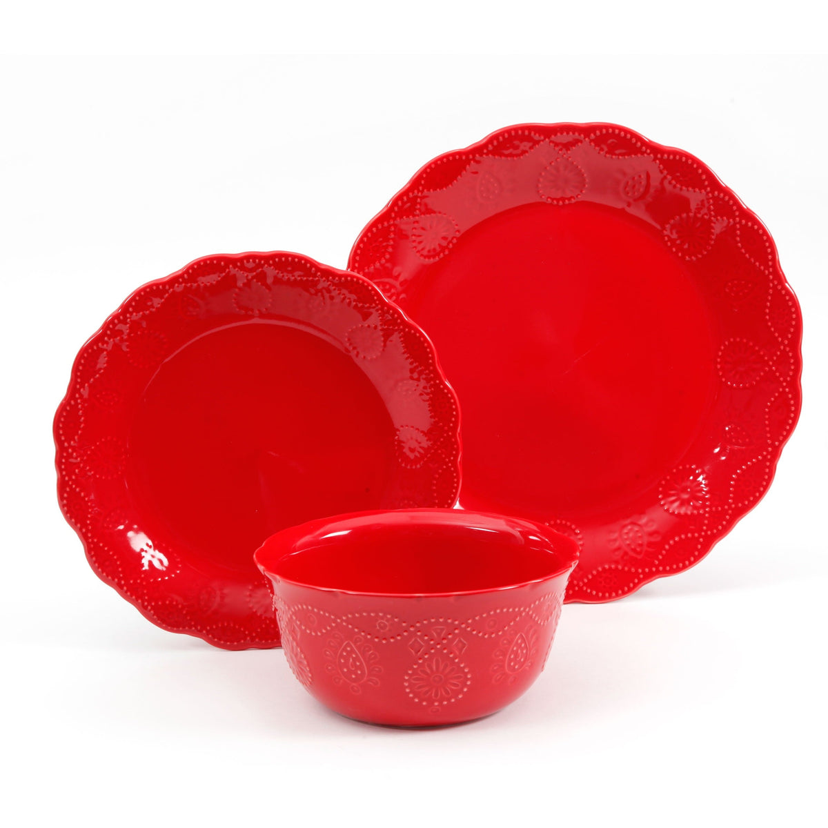 PioneerHome™ Cowgirl Lace 12-Piece Dinnerware Set, Red - PioneerHome™