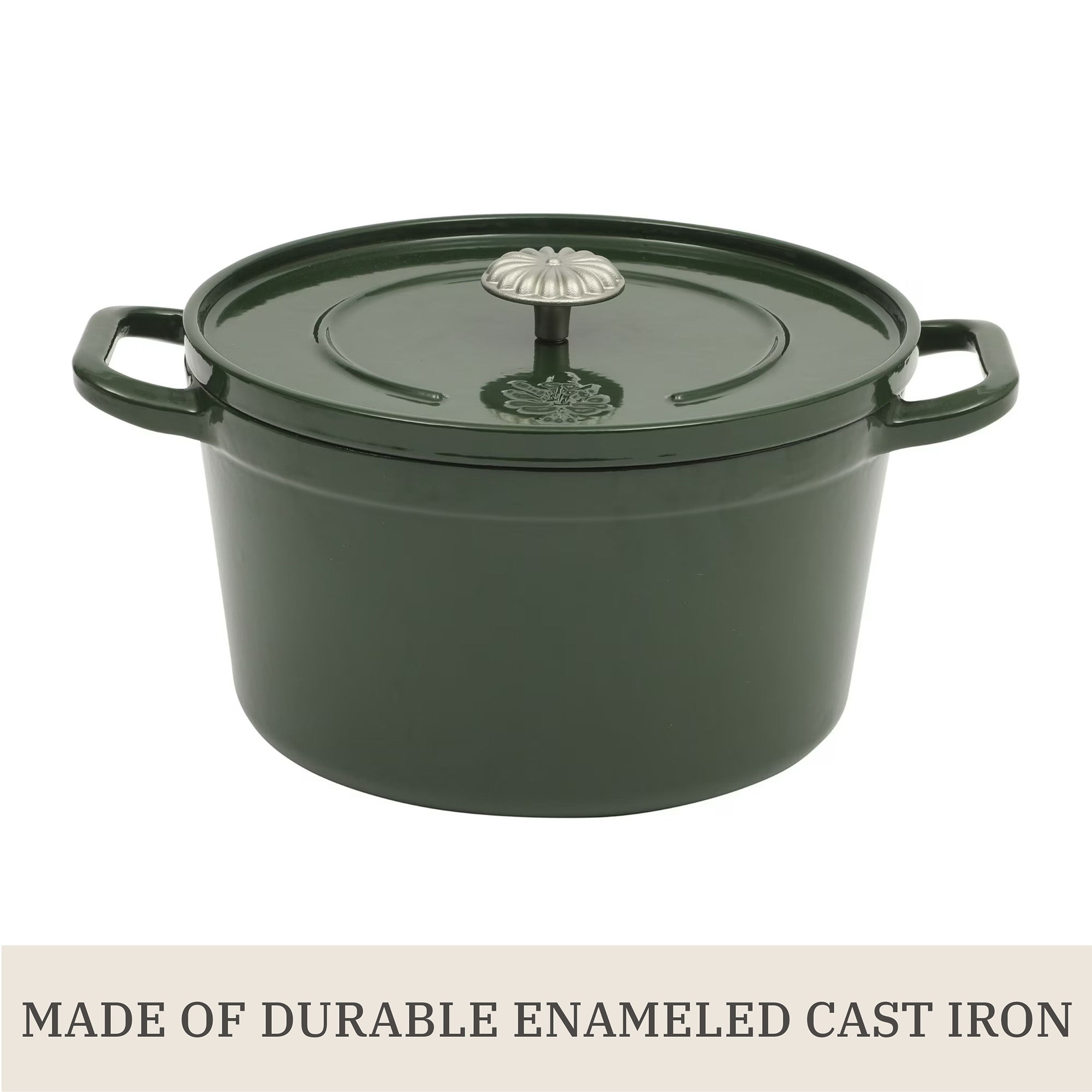 PioneerHome™ 5-Quart Enamel Cast Iron Dutch Oven with Lid, Dark Green - Rustic Home - PioneerHome™