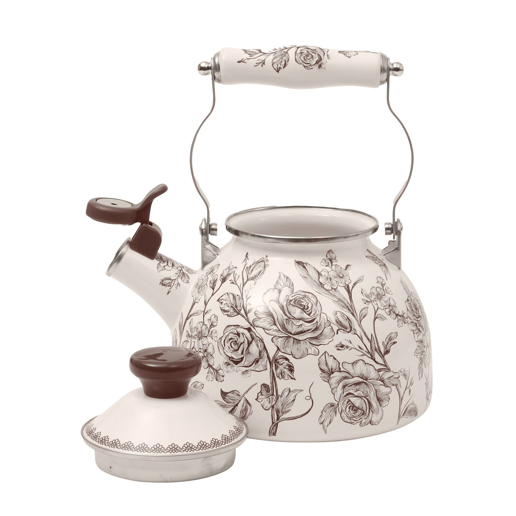 PioneerHome™ 2.0-Quart Enamel on Steel Agatha Tea Kettle, Brown - PioneerHome™