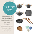 PioneerHome™ Prairie Signature 14-Piece Cast Aluminum Cookware Set, Charcoal - PioneerHome™