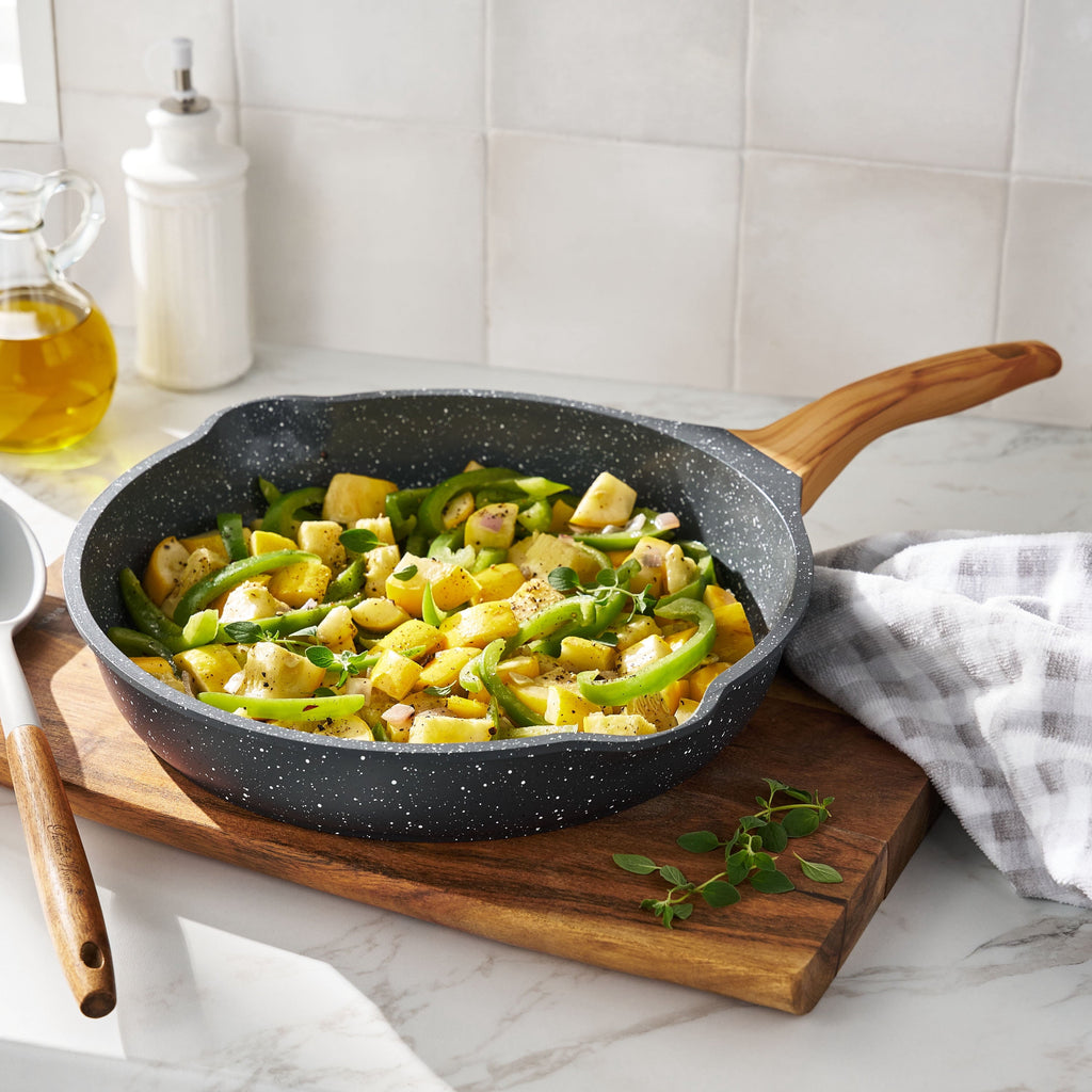 PioneerHome™ Prairie Signature Cast Aluminum 12" Fry Pan, Charcoal Speckle - PioneerHome™