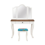 PioneerHome™ Vanity Set and Stool with Tri-Fold Mirror and Made With Solid Wood Frame, - PioneerHome™