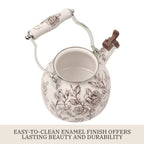 PioneerHome™ 2.0-Quart Enamel on Steel Agatha Tea Kettle, Brown - PioneerHome™