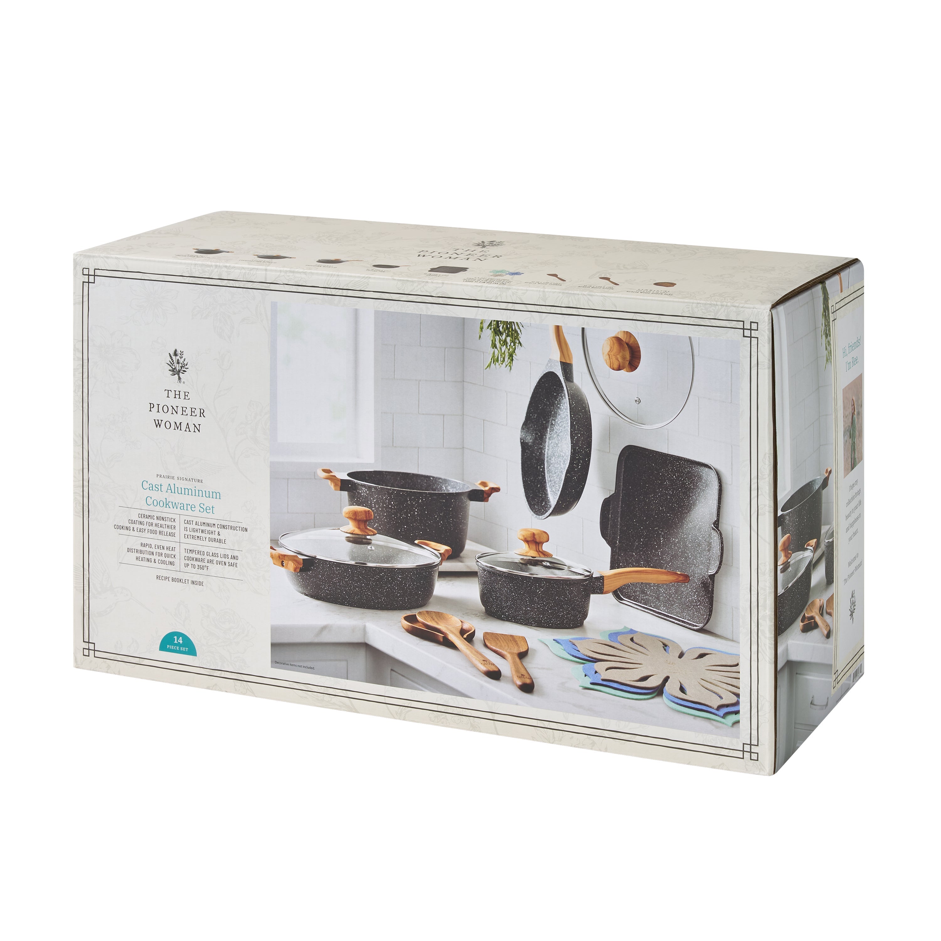 PioneerHome™ Prairie Signature 14-Piece Cast Aluminum Cookware Set, Charcoal - PioneerHome™