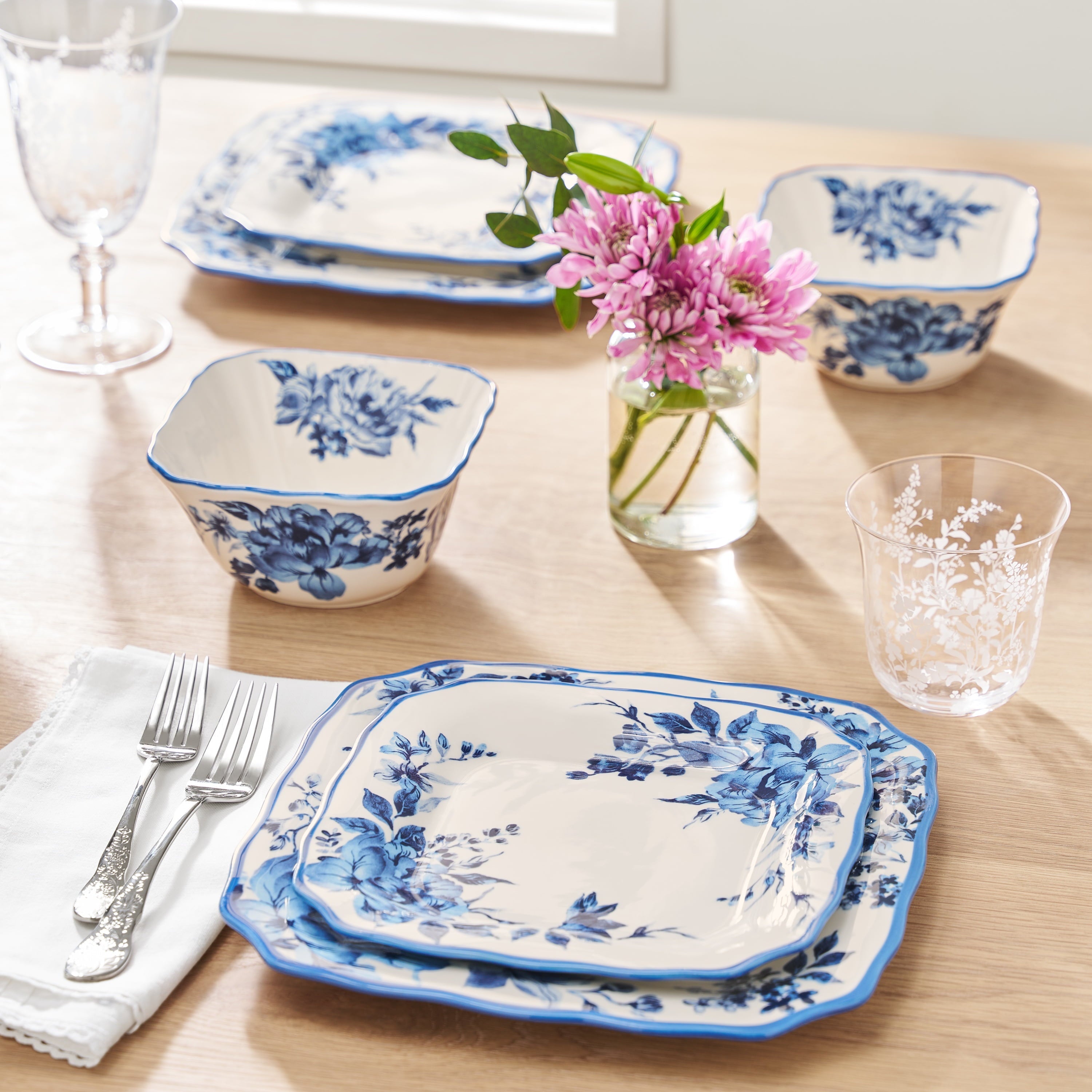 PioneerHome™ Delilah 12-Piece Stoneware Dinnerware Set, Blue - PioneerHome™