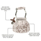 PioneerHome™ 2.0-Quart Enamel on Steel Agatha Tea Kettle, Brown - PioneerHome™