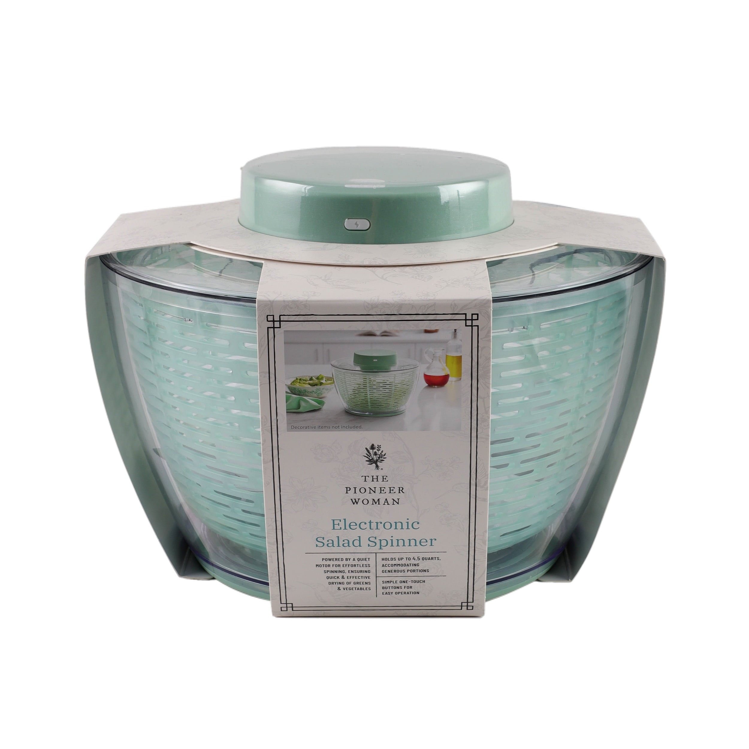 PioneerHome™ 4.5-Quart Electric Salad Spinner - Rustic Home Decor Perfect - PioneerHome™