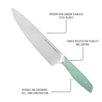 PioneerHome™ 14 Pieces Knife Set with Decal Block Stainless Steel Knives, Forged, Green Agatha - PioneerHome™