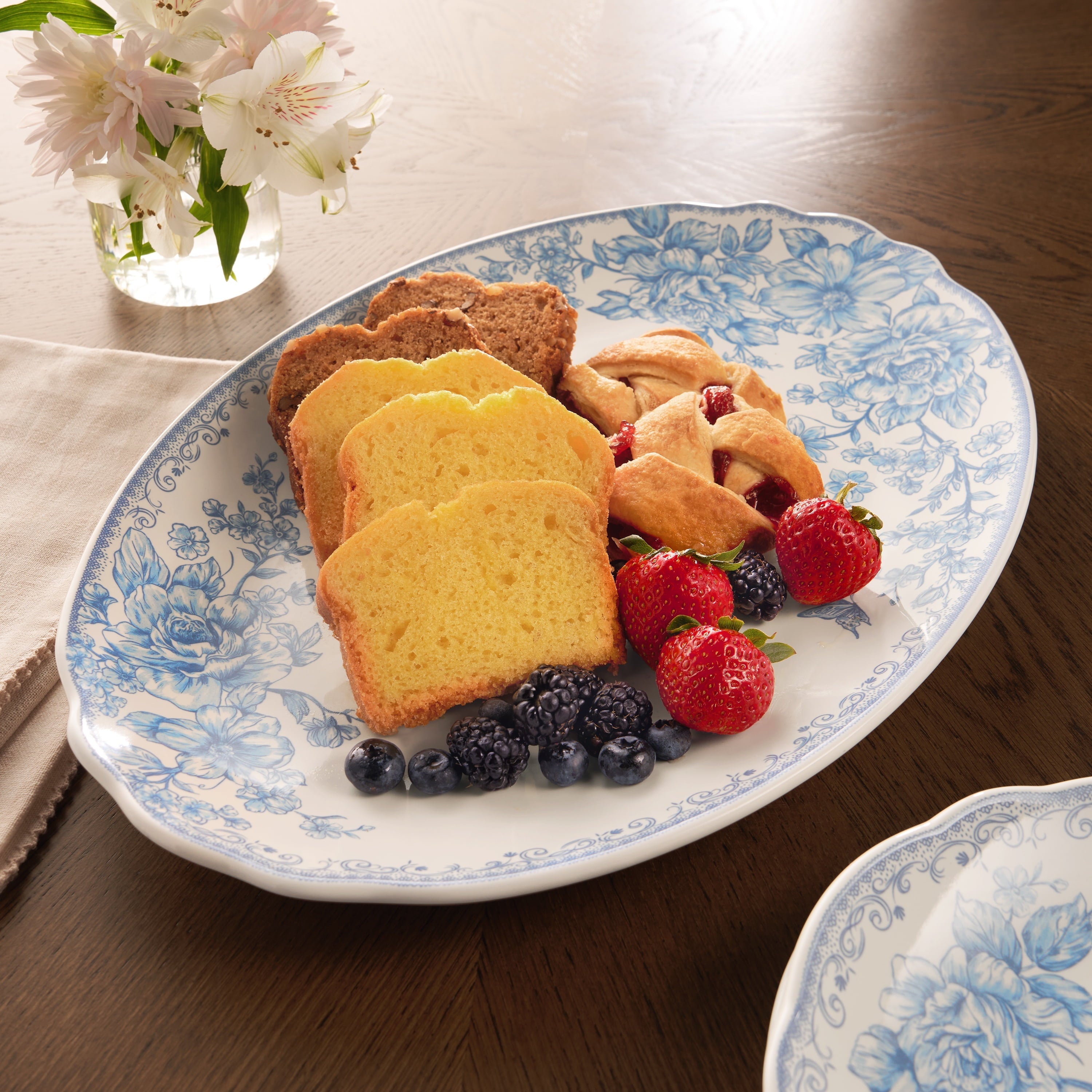 PioneerHome™ Agatha Stoneware 16-inch Serving Platter, Blue - PioneerHome™