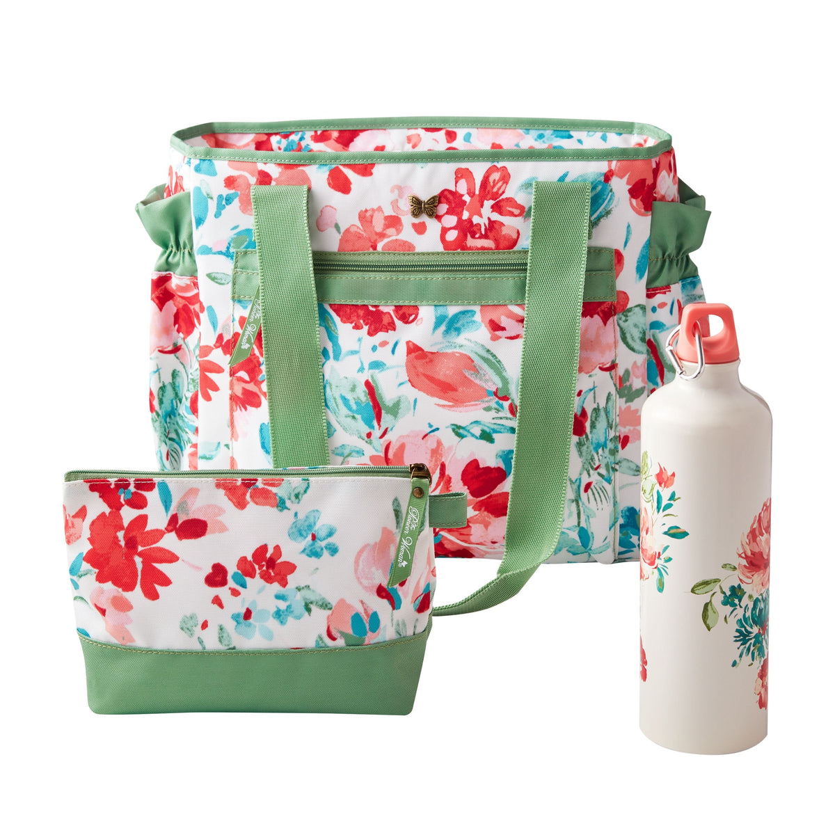 PioneerHome™ Insulated Lunch Kit Set with Extra Bag and Bottle, Gorgeous Garden - Cottagecore - PioneerHome™