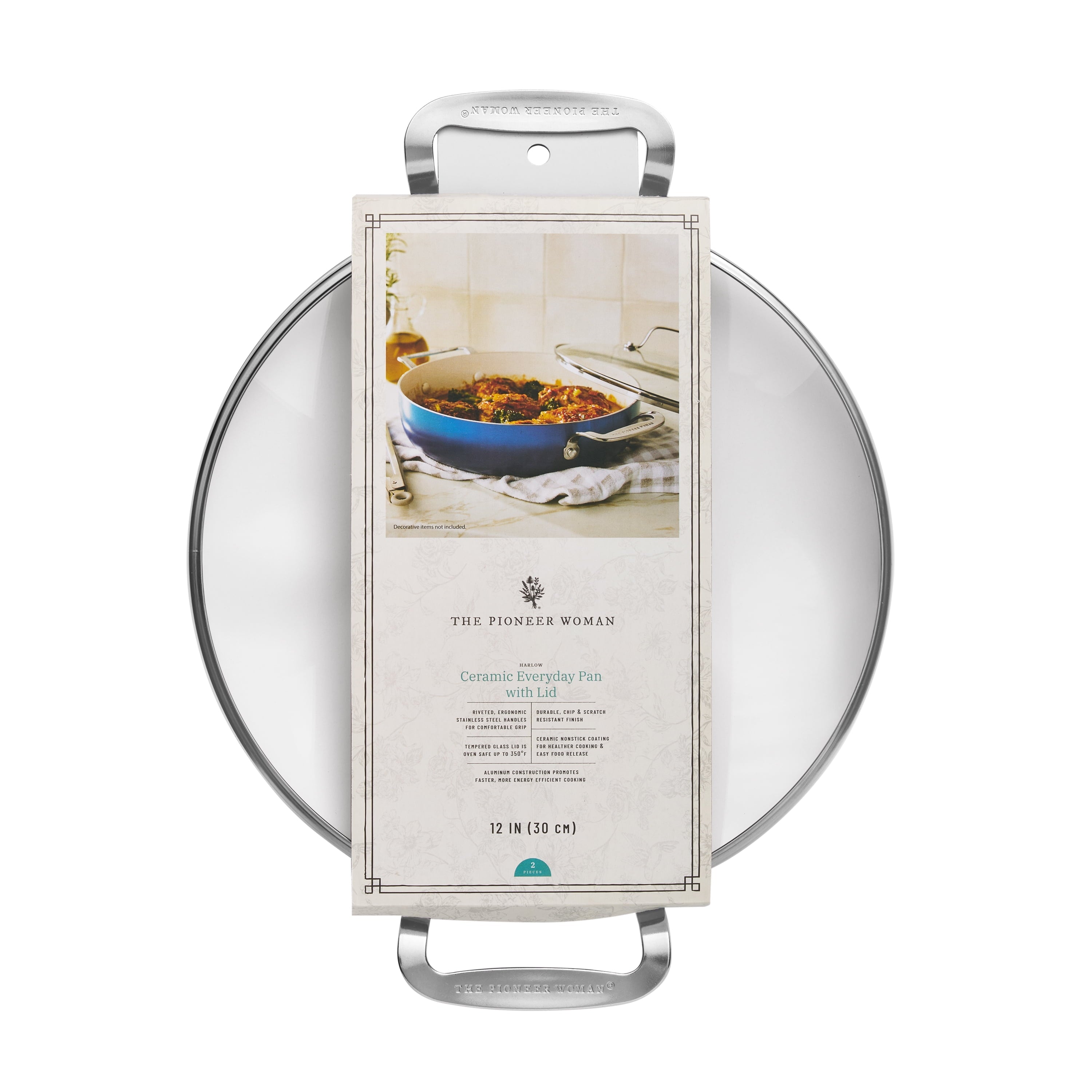 PioneerHome™ Harlow 12" Ceramic Non-Stick Everyday Pan with Lid, Denim Blue - PioneerHome™