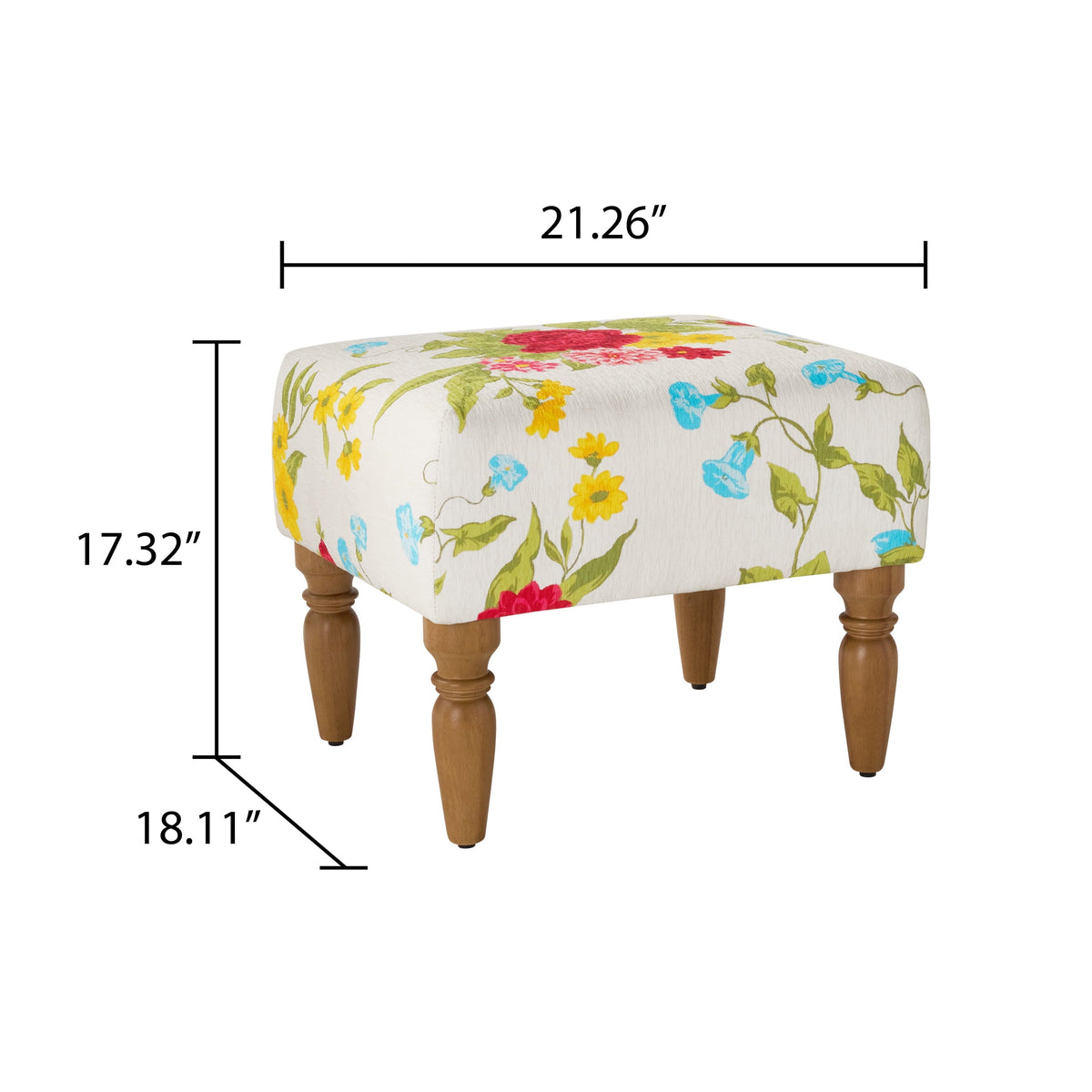PioneerHome™ Sweet Rose Ottoman, White, 17.25 in - PioneerHome™