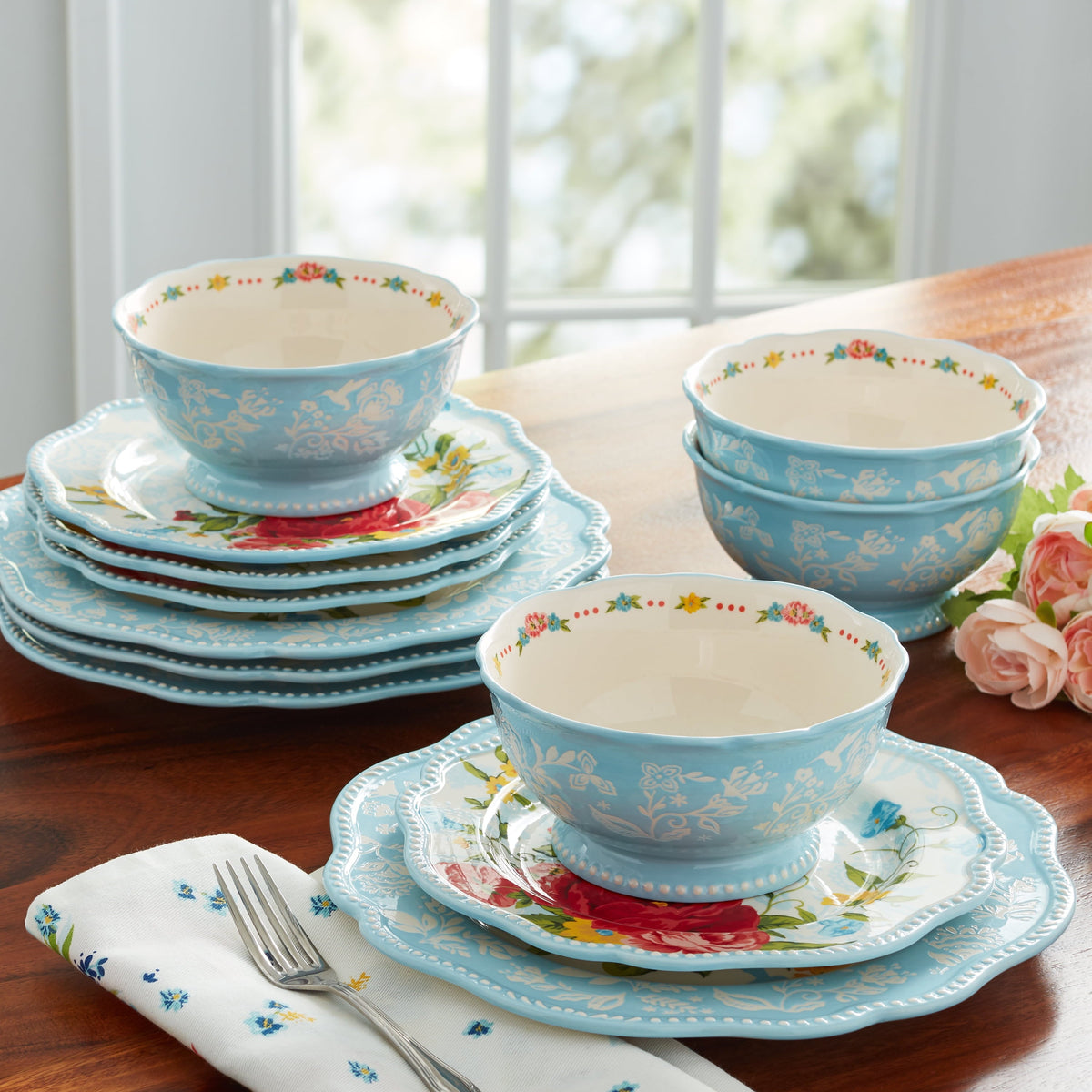 PioneerHome™ Sweet Rose 12-Piece Dinnerware Set - PioneerHome™