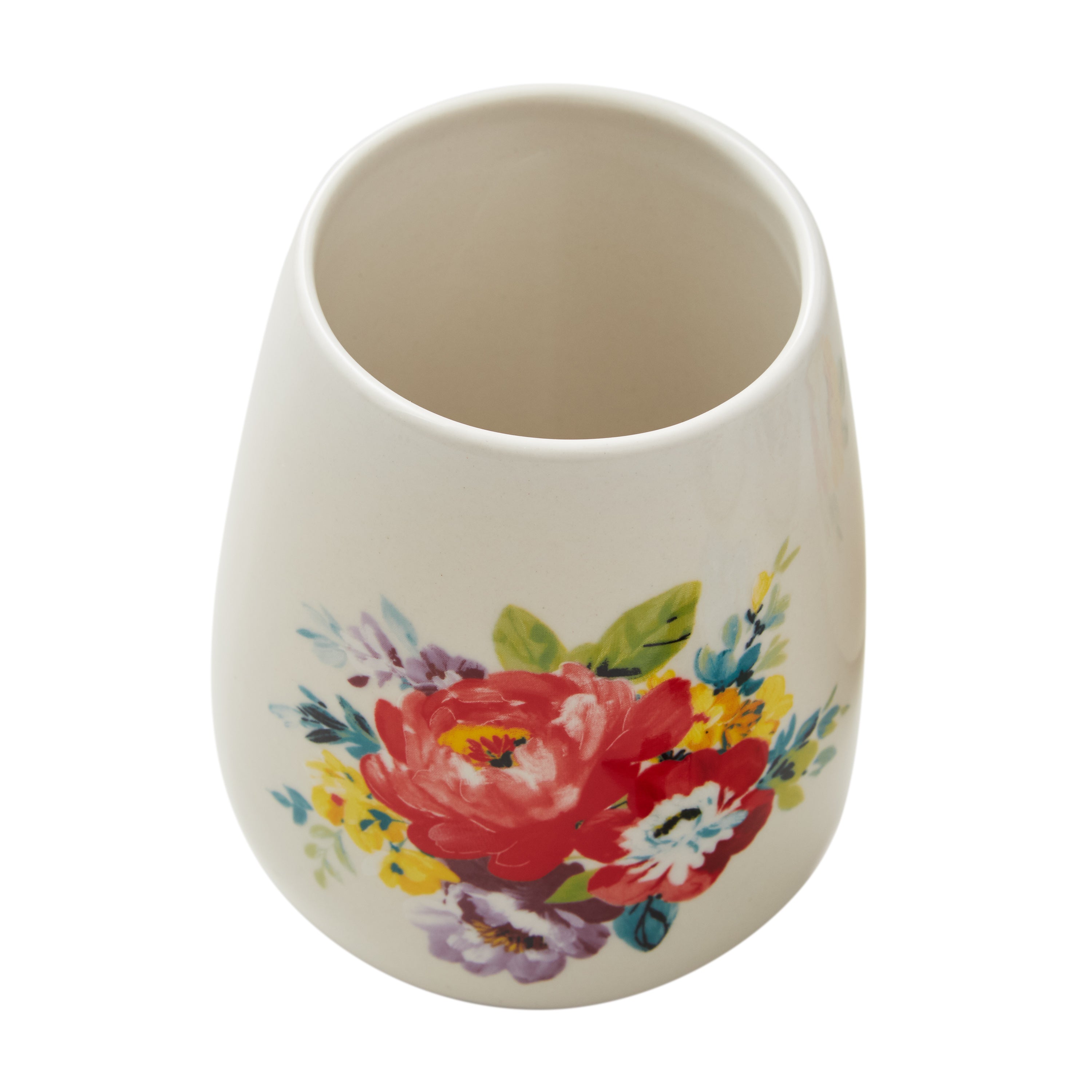 PioneerHome™ Sweet Rose 7-Piece Stoneware Stemless Wine Glasses Set with Chiller - PioneerHome™