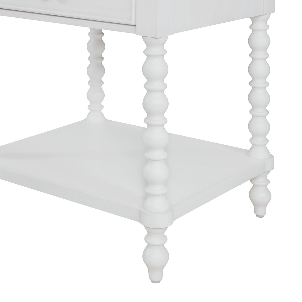 PioneerHome™ Harper Spindle Nightstand with USB Charging Ports, Adults and Teens, White Finish - PioneerHome™