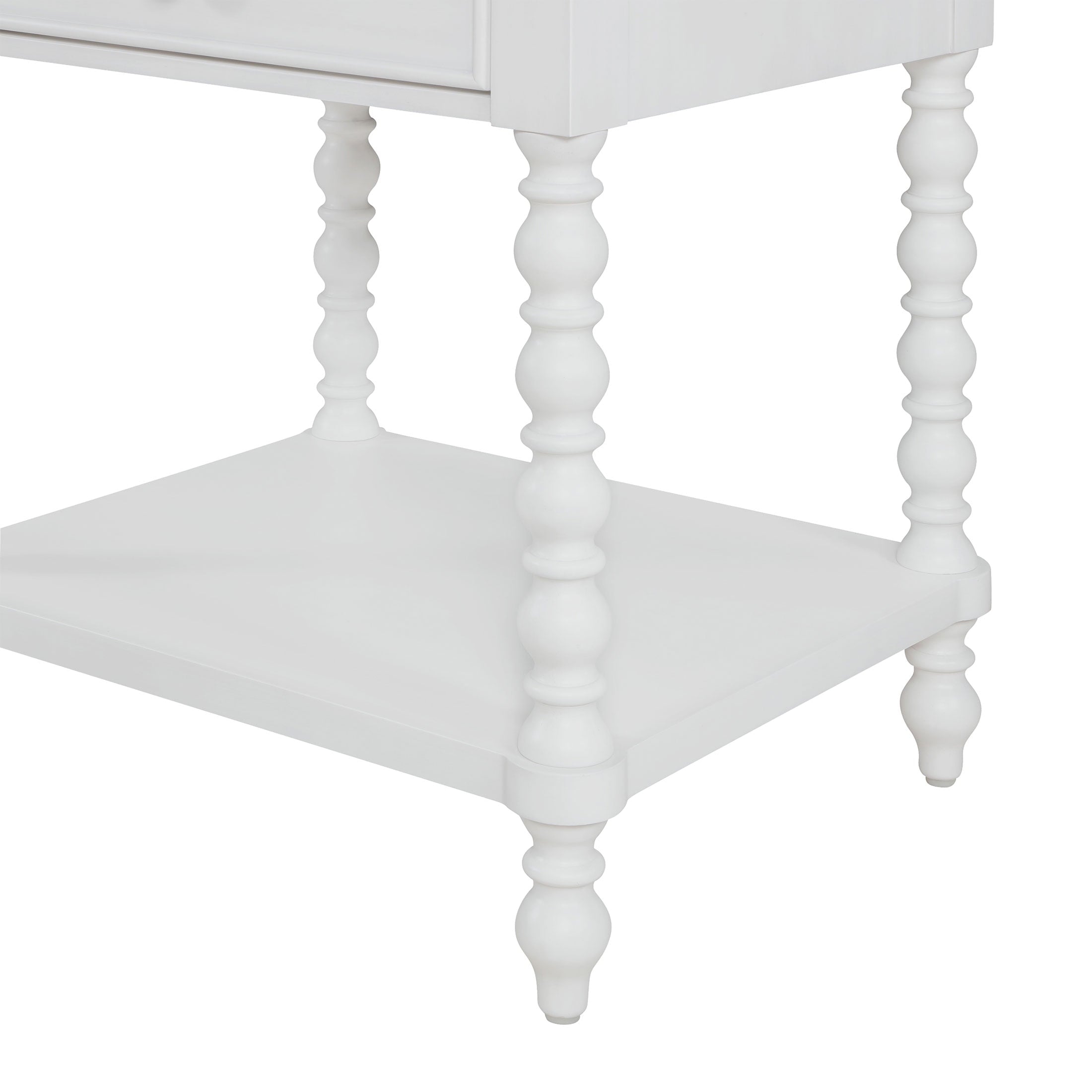 PioneerHome™ Harper Spindle Nightstand with USB Charging Ports, Adults and Teens, White Finish - PioneerHome™