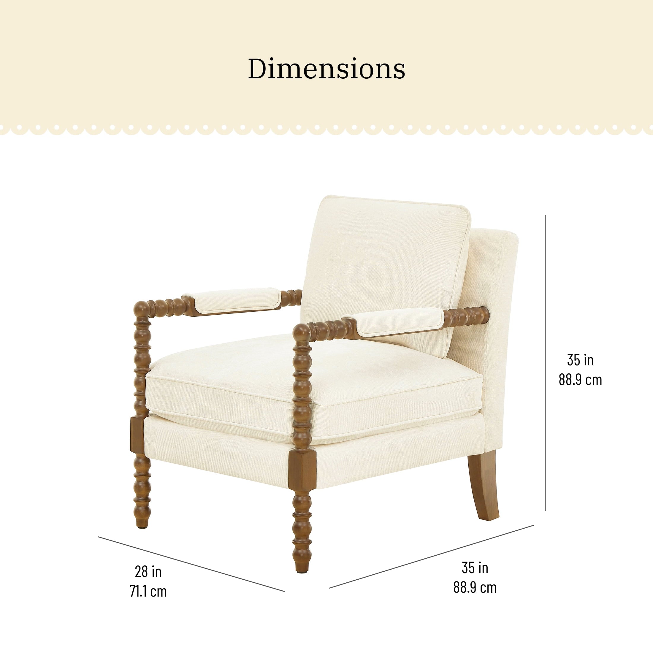 PioneerHome™ Pioneer Woman Harper Spindle Accent Chair, Antique White Fabric Upholstery - PioneerHome™