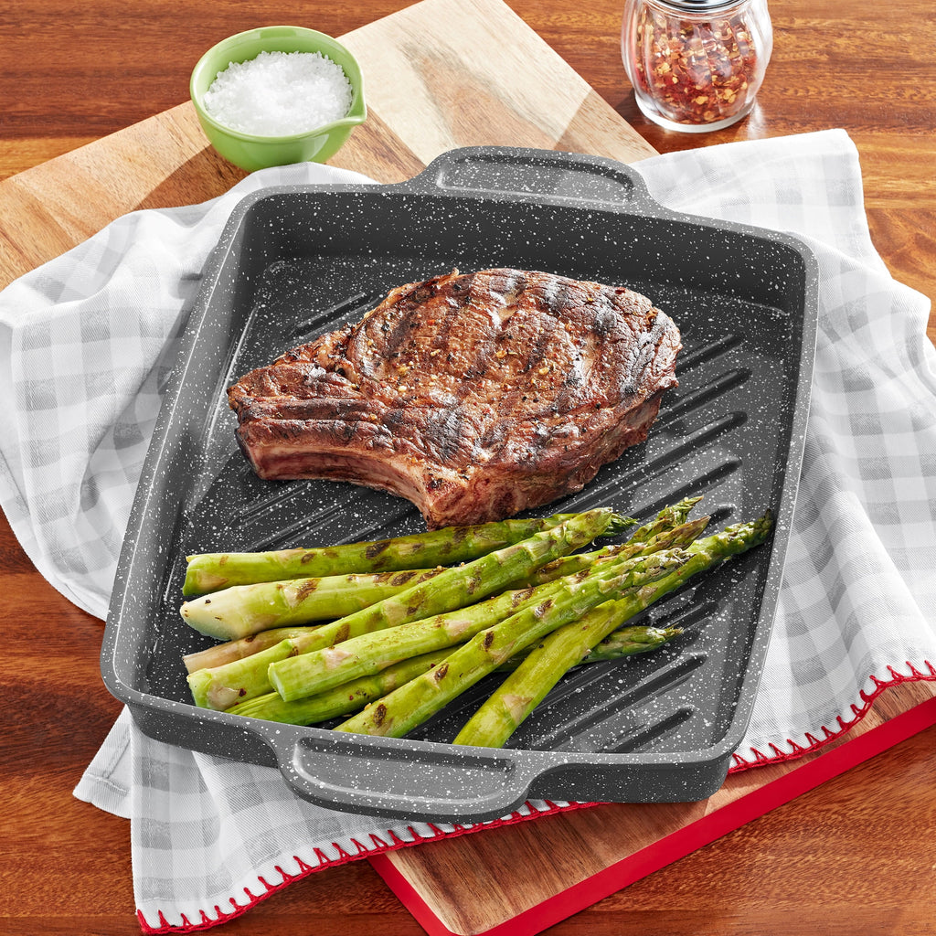 PioneerHome™ Prairie Signature 10x12 inch Cast Aluminum Nonstick Cowboy Steak Pan with Speckled Design - PioneerHome™