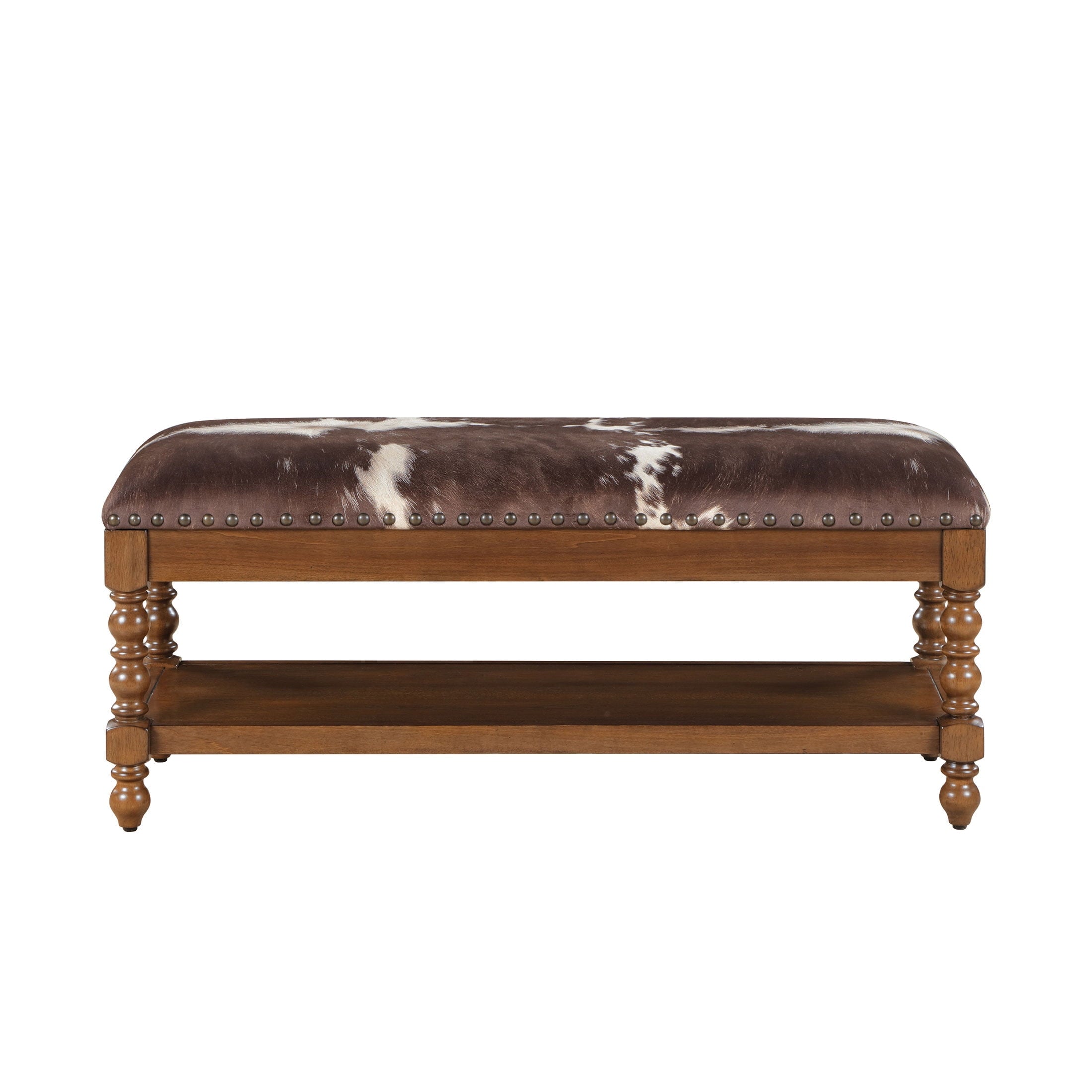 PioneerHome™ Harper Bench, Faux Cowhide Fabric - PioneerHome™