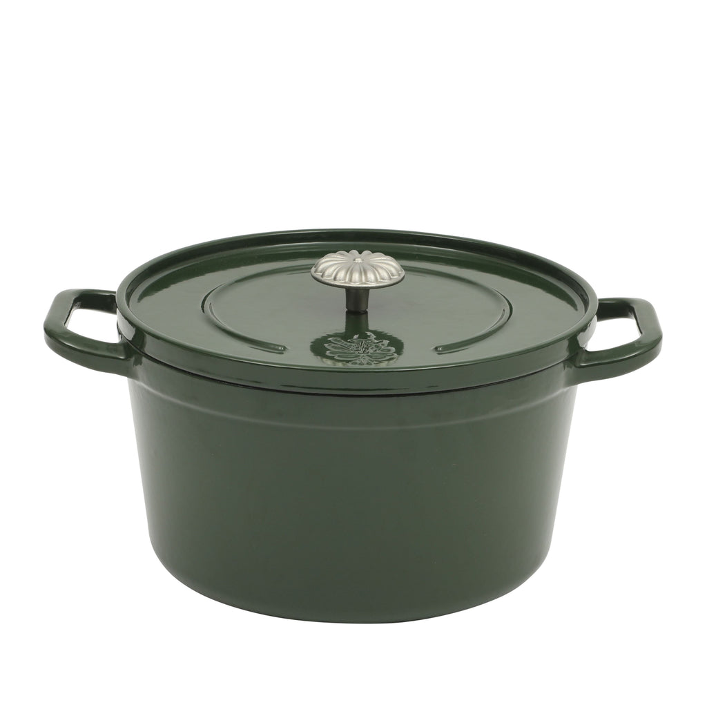 PioneerHome™ 5-Quart Enamel Cast Iron Dutch Oven with Lid, Dark Green - Rustic Home - PioneerHome™