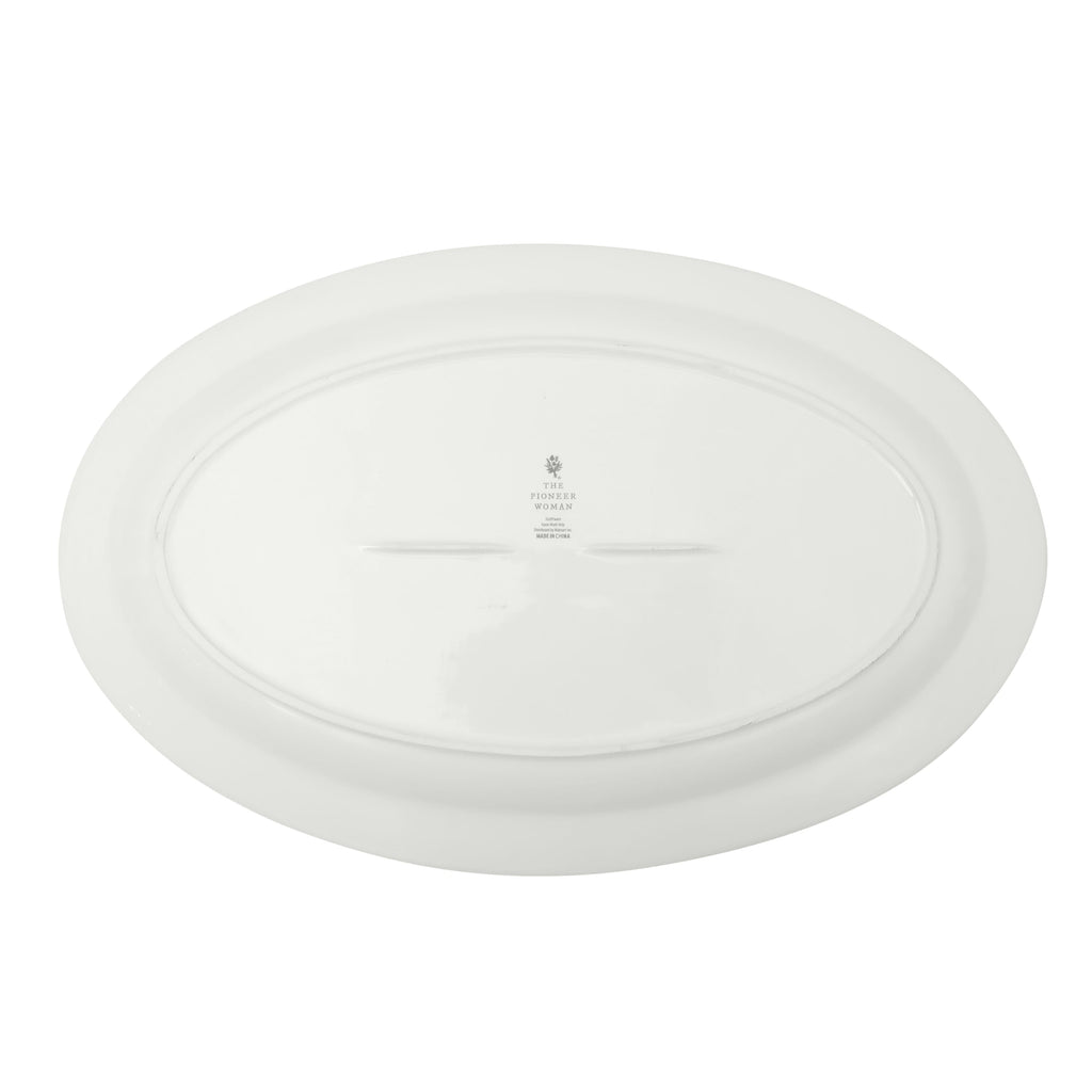 PioneerHome™ Vintage Lace 20-inch Stoneware Oval Serving Tray Platter, White - PioneerHome™