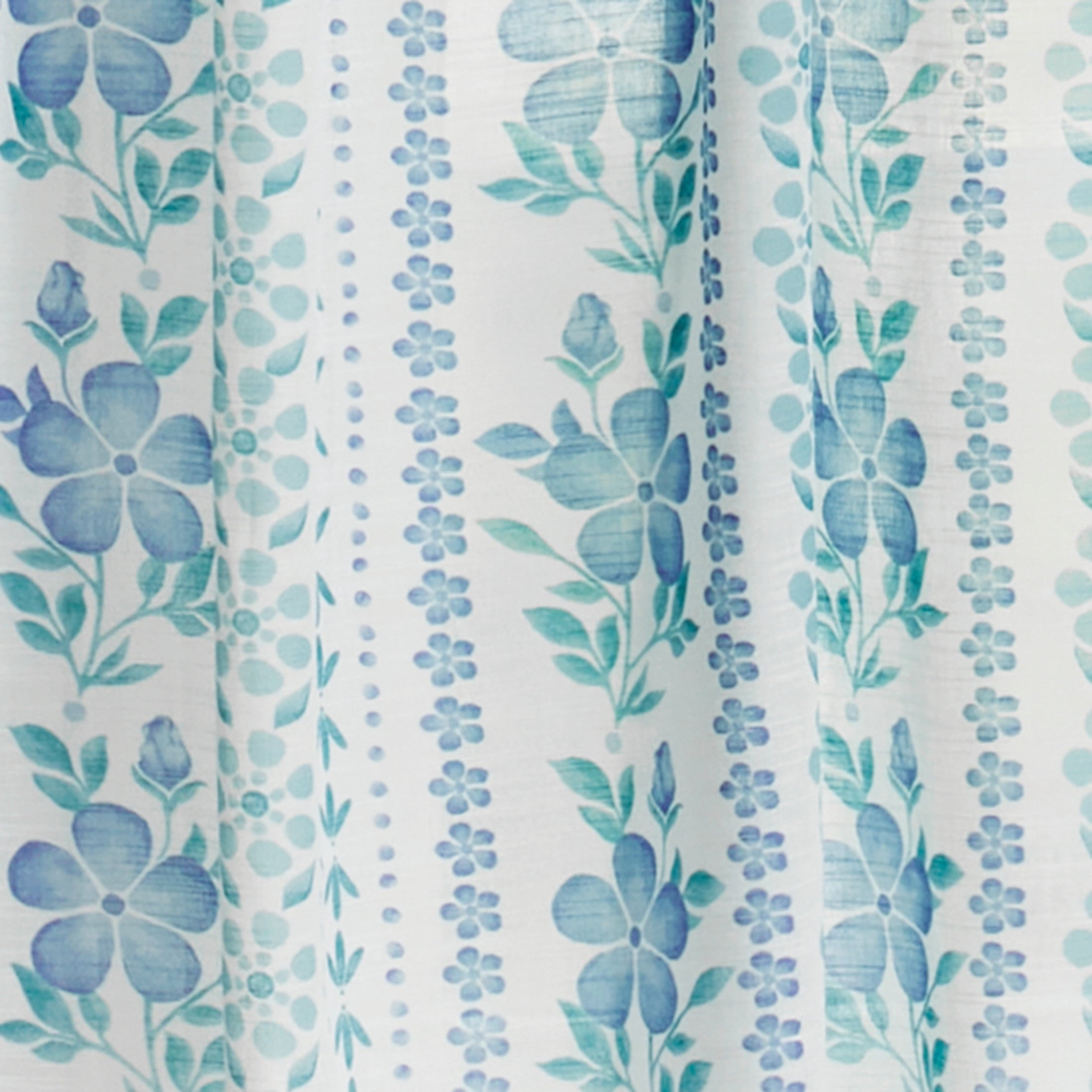 PioneerHome™ Hattie Stripe 2 Pack Curtain Panel, BCI Cotton, Floral, Blue, RodPocket, 40" W - PioneerHome™