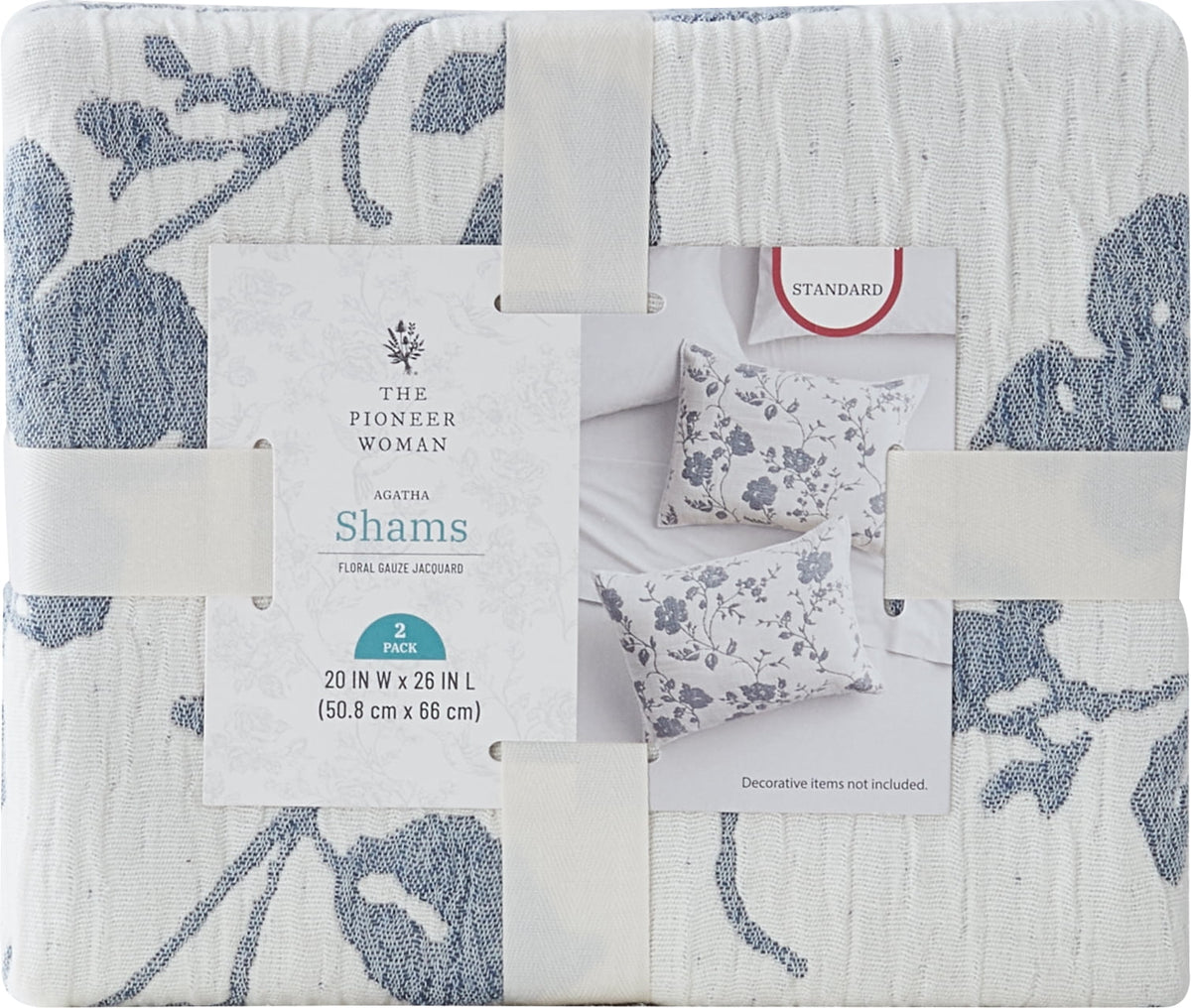 PioneerHome™ Agatha Floral Gauze Pillow Sham, Standard, Blue Dust, 2 Pack - Cozy Cottage - PioneerHome™