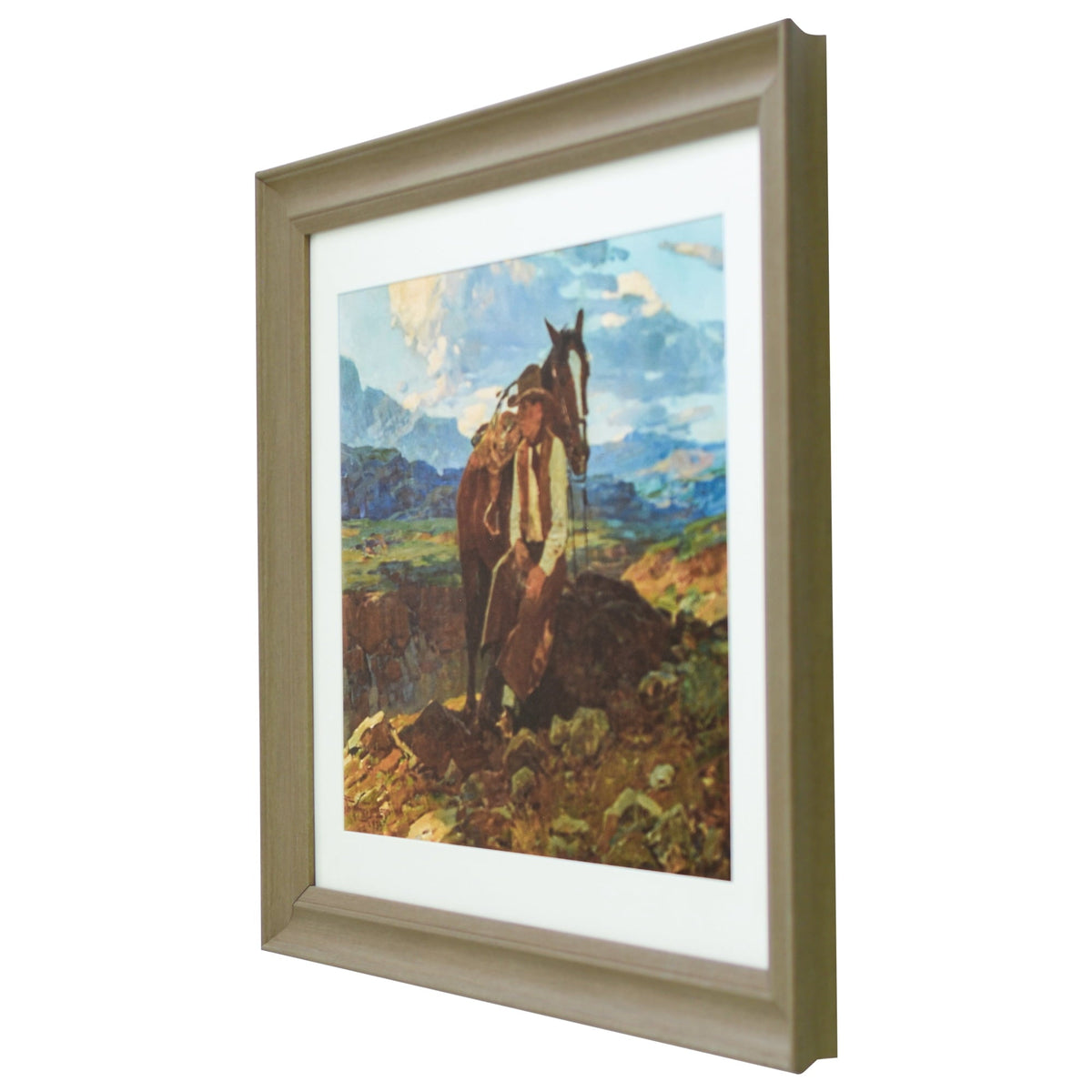 PioneerHome™ Frank Tenney Johnson "An Idle Dreamer" Framed Western Wall Art Print, Cowboy and - PioneerHome™