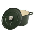 PioneerHome™ 5-Quart Enamel Cast Iron Dutch Oven with Lid, Dark Green - Rustic Home - PioneerHome™