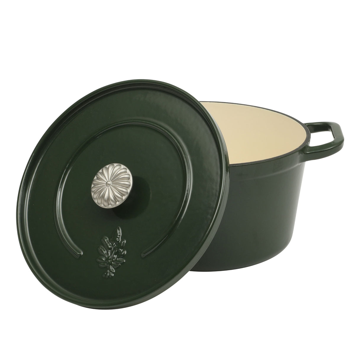 PioneerHome™ 5-Quart Enamel Cast Iron Dutch Oven with Lid, Dark Green - Rustic Home - PioneerHome™