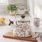 PioneerHome™ 2.0-Quart Enamel on Steel Agatha Tea Kettle, Brown - PioneerHome™