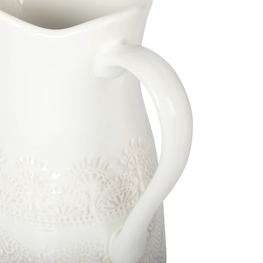 PioneerHome™ Vintage Lace Linen 9-inch Ceramic Pitcher - PioneerHome™