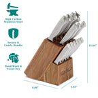 PioneerHome™ Pioneer Signature 14-Piece Stainless Steel Knife Block Set, Gray - PioneerHome™