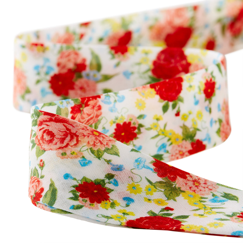 PioneerHome™ Sweet Rose Double Fold Cotton Quilt Binding Ribbon, 7/8" x 25 Yards - PioneerHome™