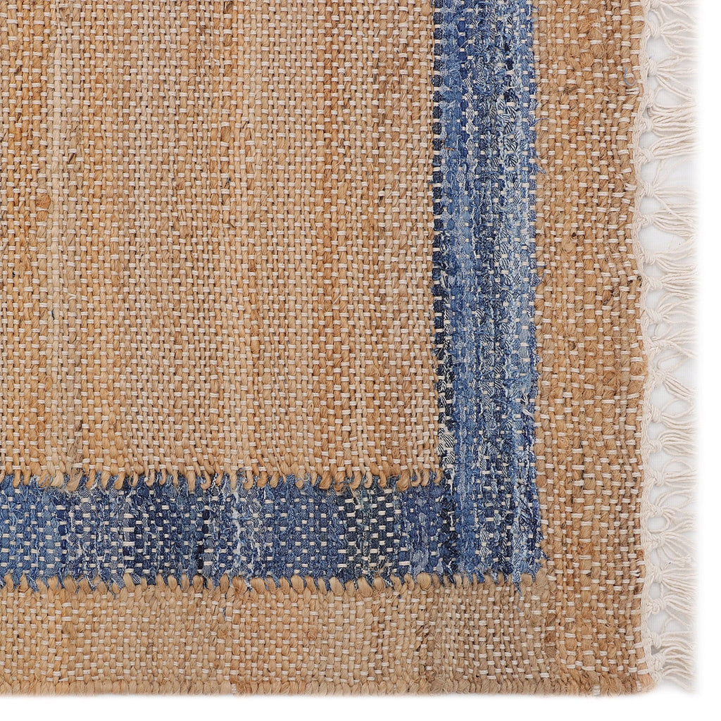 PioneerHome™ Denim Jute Runner Rug, Natural with Blue Border, 30 x 96 Inches - PioneerHome™