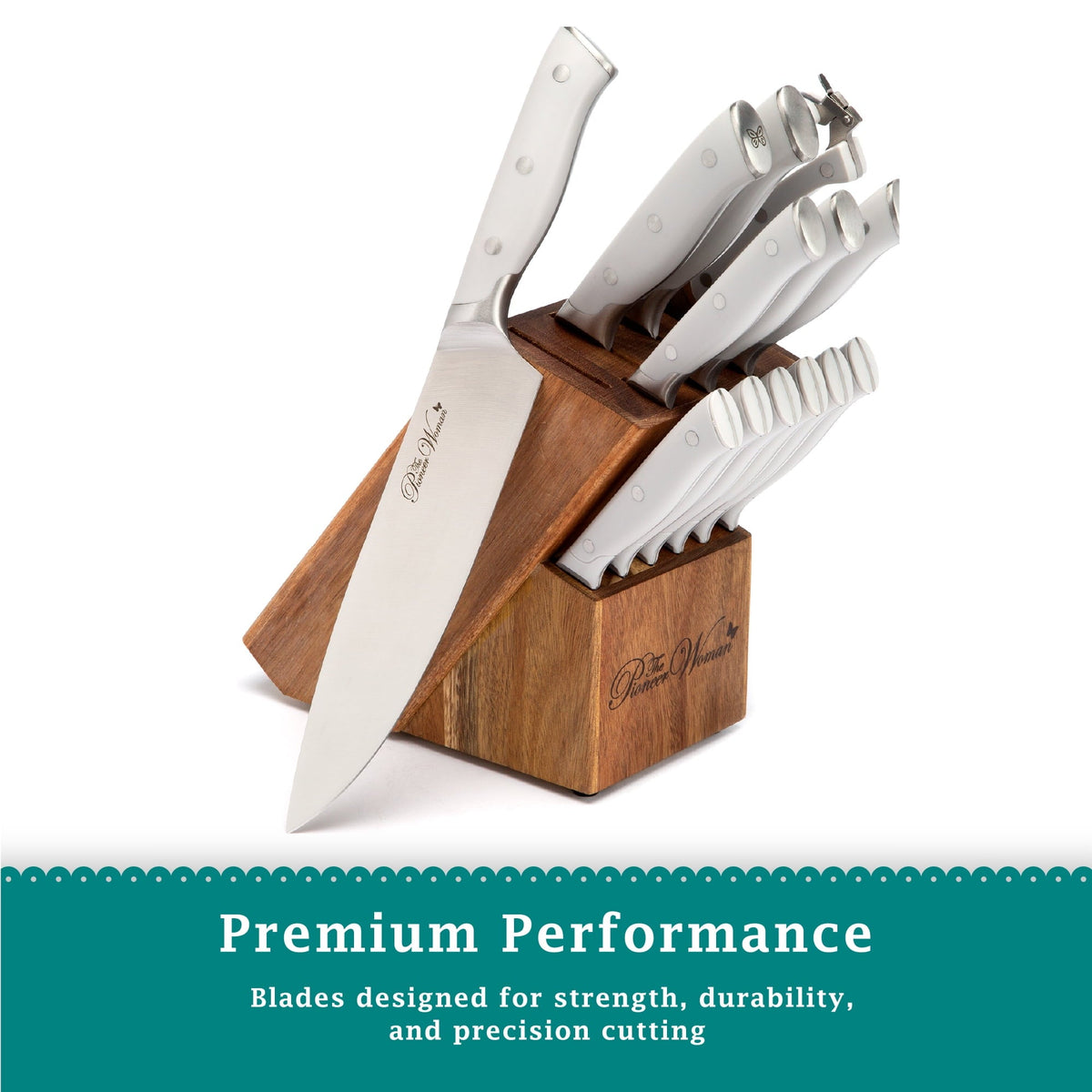 PioneerHome™ Pioneer Signature 14-Piece Stainless Steel Knife Block Set, Gray - PioneerHome™
