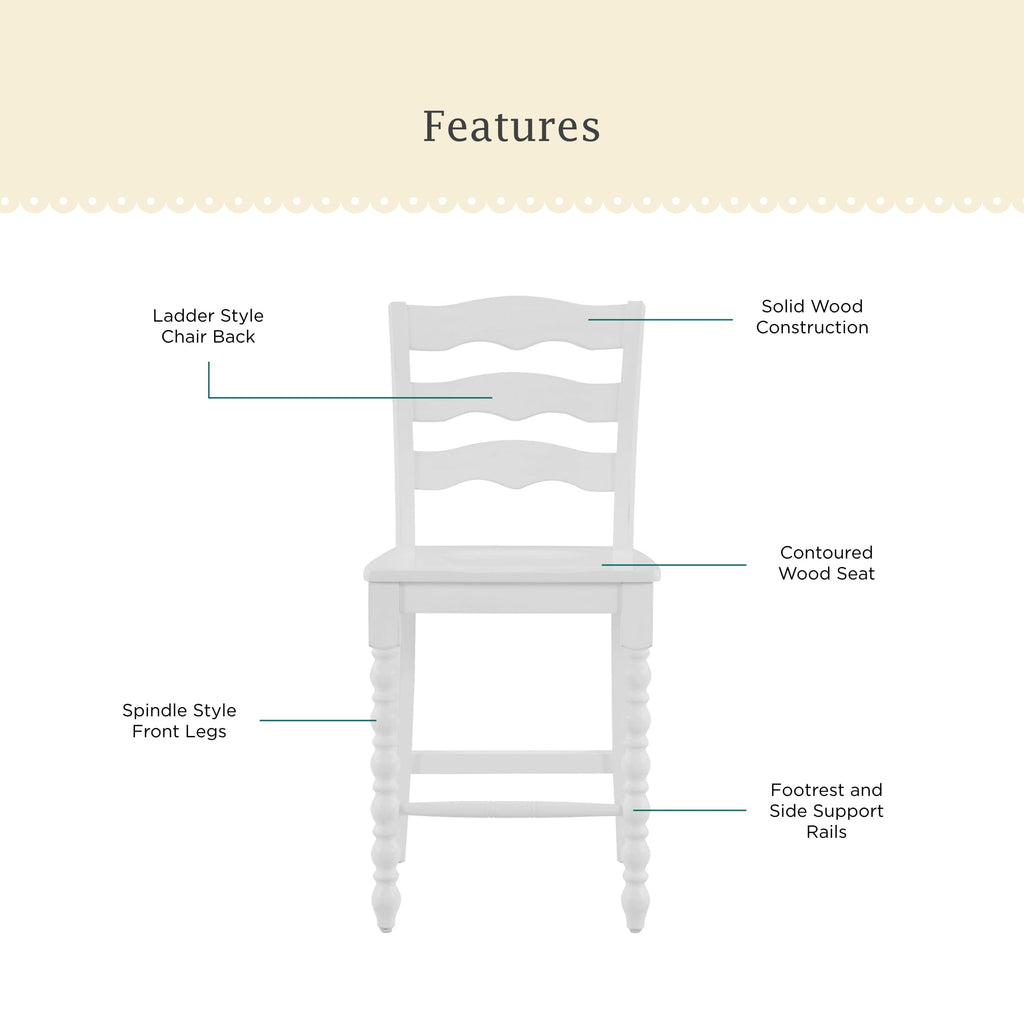 PioneerHome™ Harper Counter-height Wood Stools, 2 Pack, White - PioneerHome™