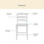 PioneerHome™ Harper Counter-height Wood Stools, 2 Pack, White - PioneerHome™