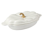 PioneerHome™ 3-Quart Oval Pumpkin Stoneware Baker with Lid, Linen - PioneerHome™