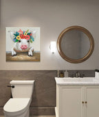 PioneerHome™ Pig Canvas Picture Wall Art: Rustic Pig Floral Crown Wall Decor Farm Animal Wall Art - PioneerHome™