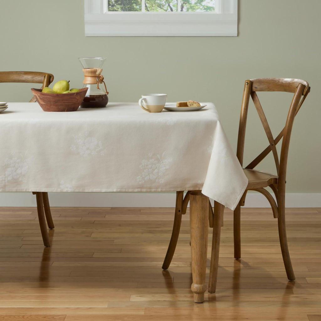 PioneerHome™ Tonal Floral Jacquard Woven Fabric Tablecloth, Light Taupe, 60"W x 102"L - PioneerHome™